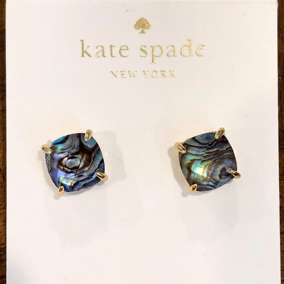 KATE SPADE New York Cushion Cut Abalone Gold Tone Earrings - Picture 7 of 7